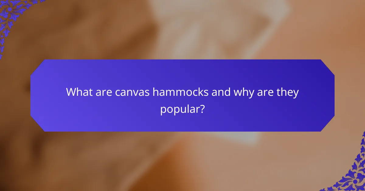 What are canvas hammocks and why are they popular?