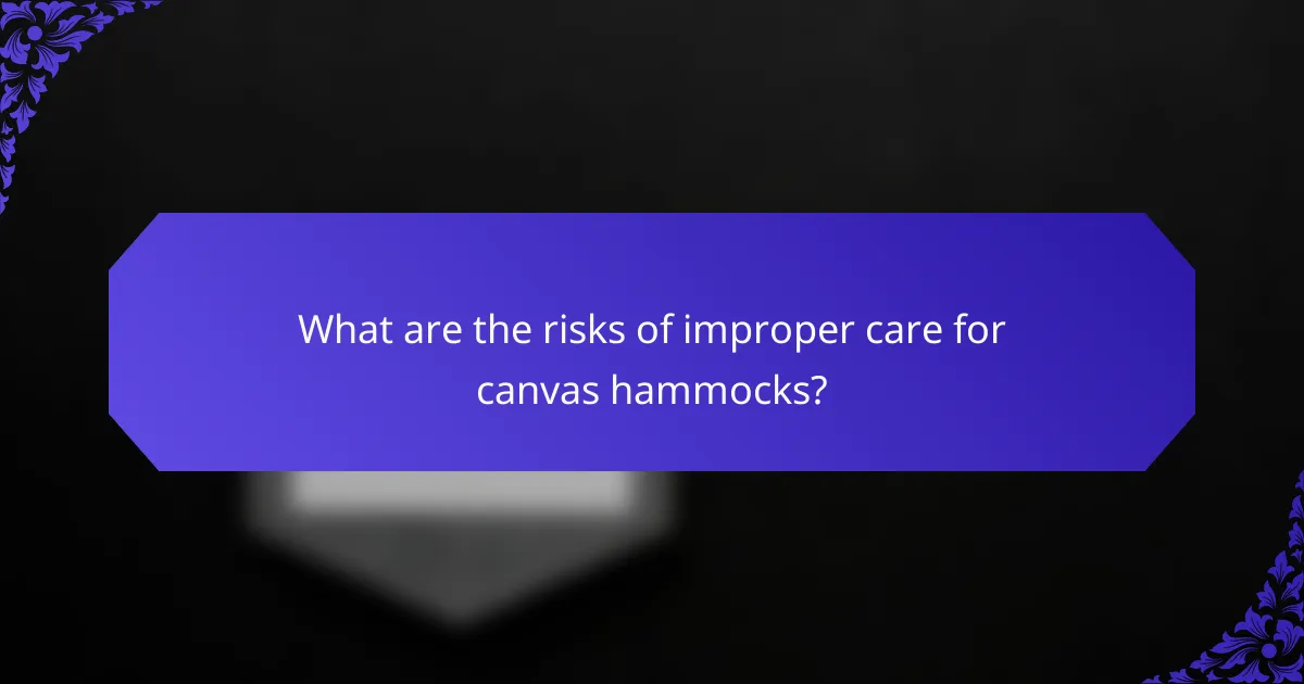 What are the risks of improper care for canvas hammocks?